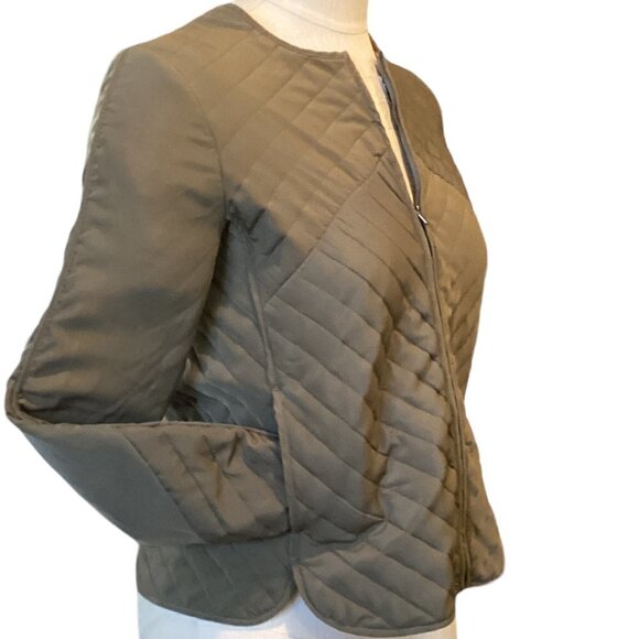 Lucky Brand Lightweight Full Zip Quilted Crop Jacket 2 Pocket Sz XS Green 198B - Picture 4 of 10